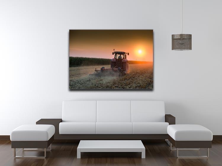 Tractor plowing field at dusk Canvas Print or Poster - Canvas Art Rocks - 4