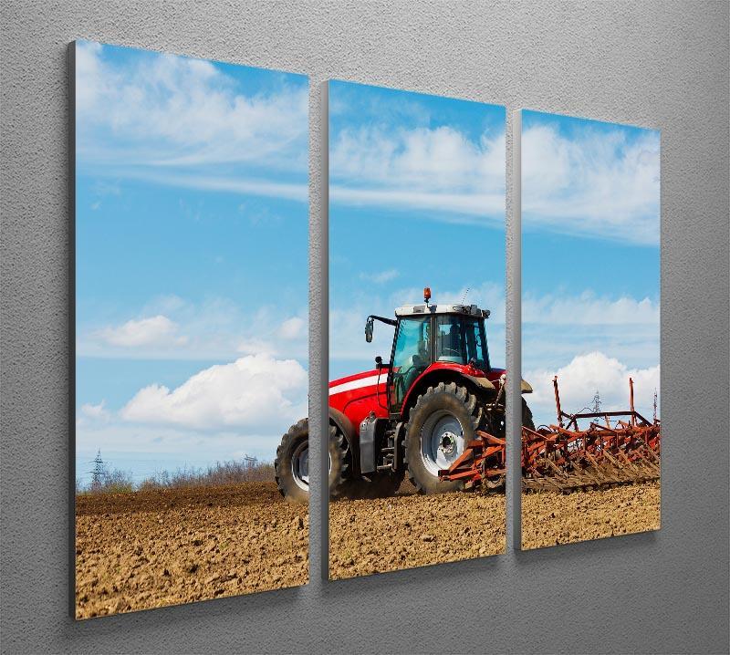 Tractor plowing the field 3 Split Panel Canvas Print - Canvas Art Rocks - 2