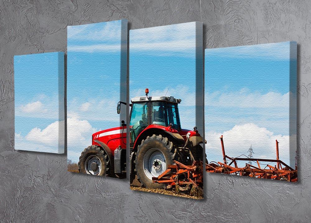 Tractor plowing the field 4 Split Panel Canvas  - Canvas Art Rocks - 2