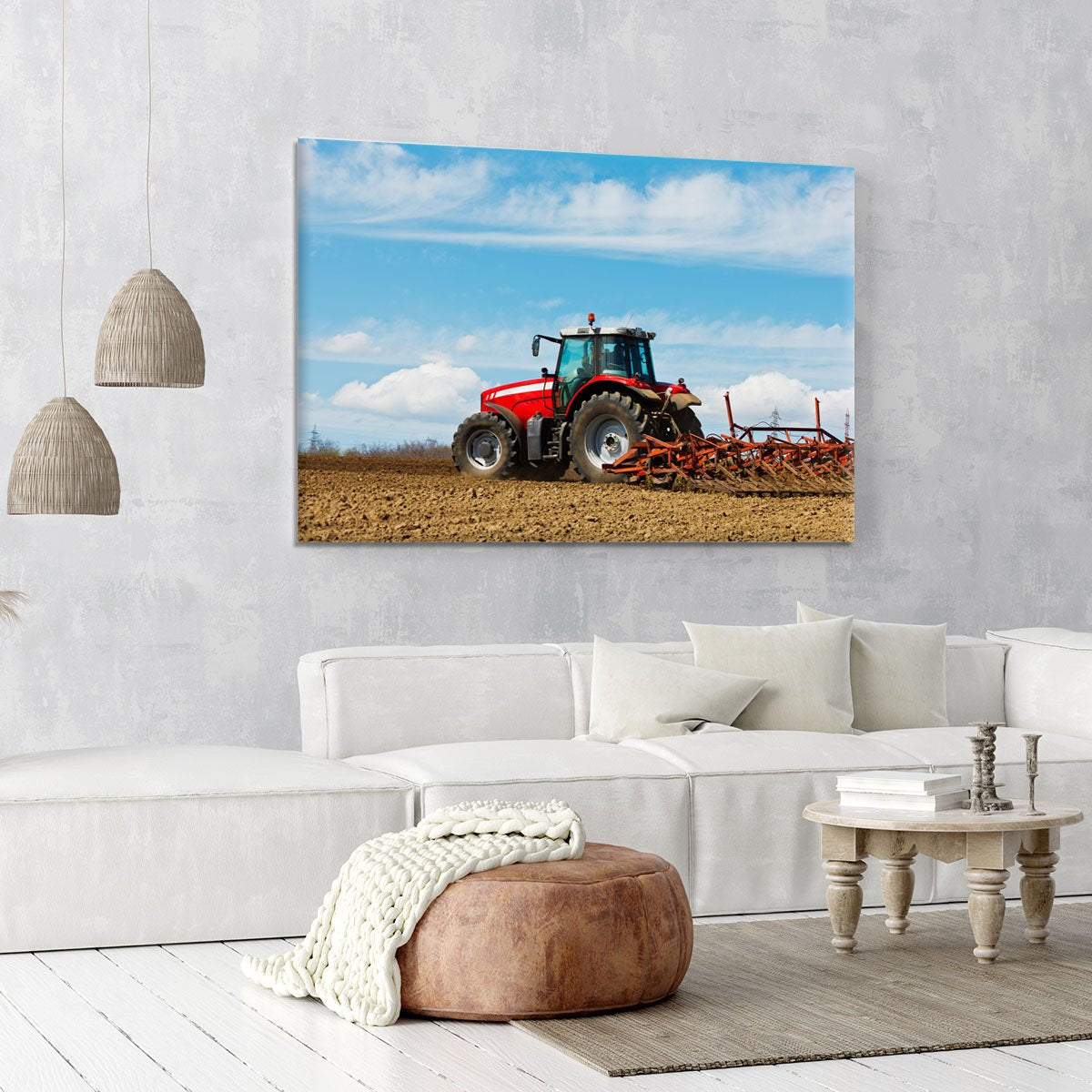 Tractor plowing the field Canvas Print or Poster