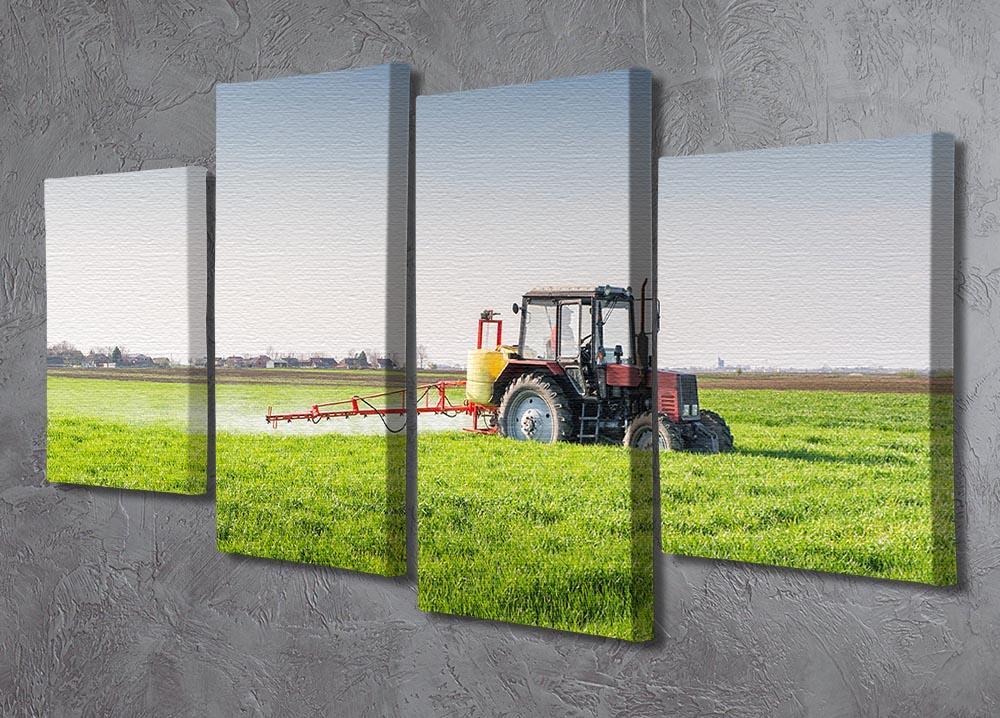 Tractor spraying wheat field 4 Split Panel Canvas  - Canvas Art Rocks - 2