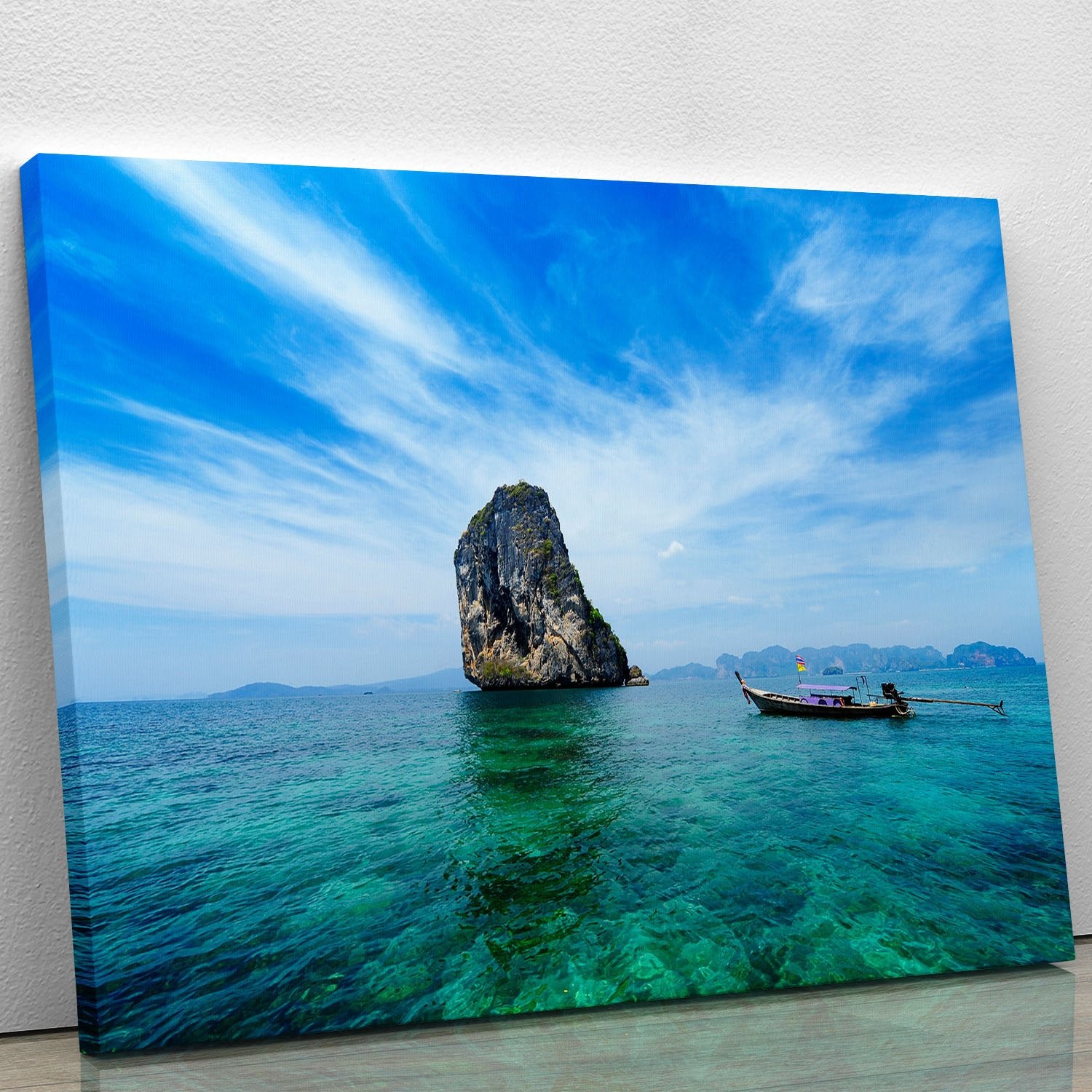 Traditional Thai boat in the blue sea Canvas Print or Poster