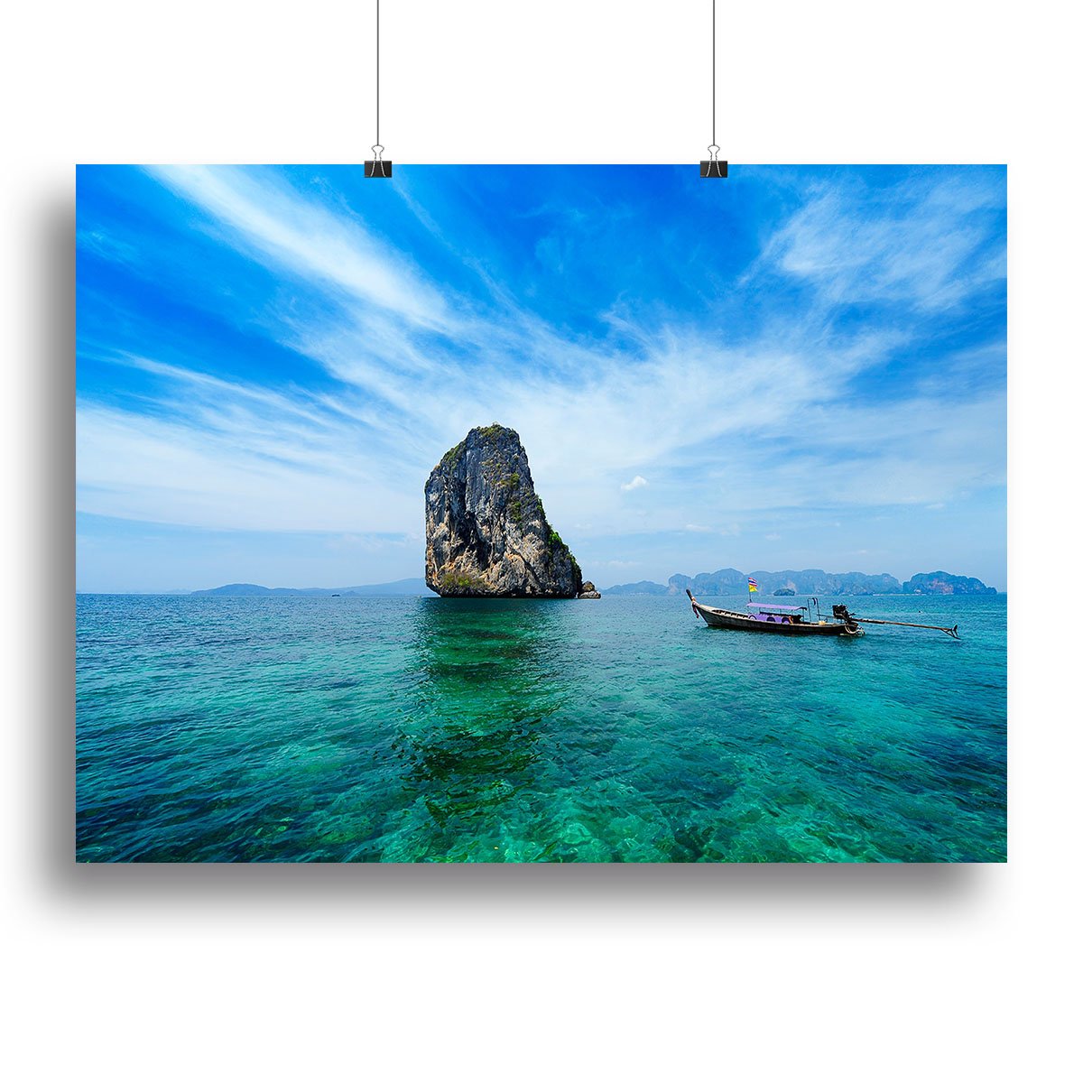 Traditional Thai boat in the blue sea Canvas Print or Poster