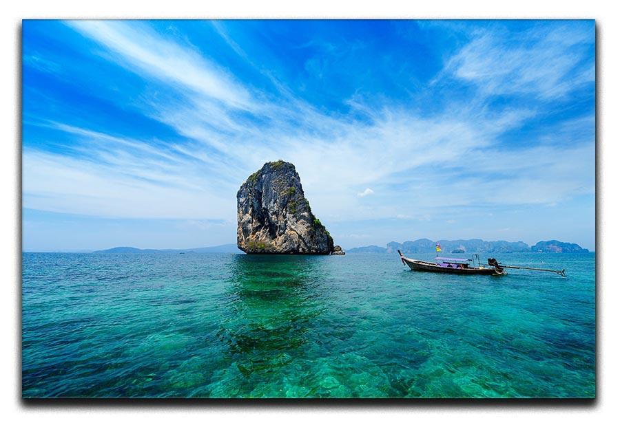 Traditional Thai boat in the blue sea Canvas Print or Poster  - Canvas Art Rocks - 1