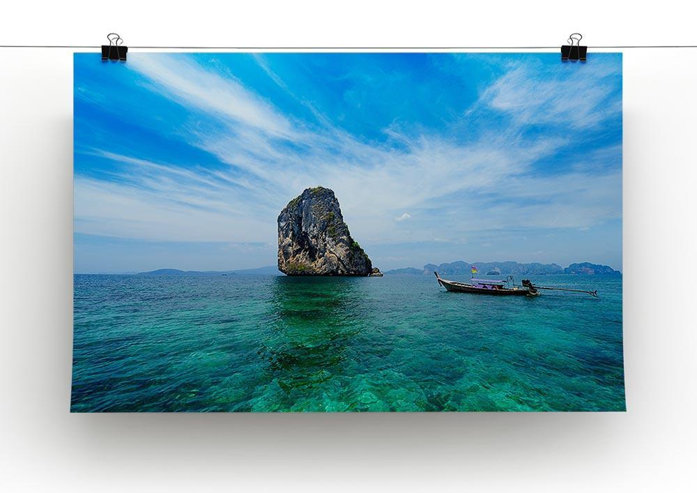 Traditional Thai boat in the blue sea Canvas Print or Poster - Canvas Art Rocks - 2