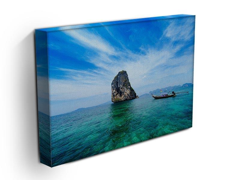 Traditional Thai boat in the blue sea Canvas Print or Poster - Canvas Art Rocks - 3