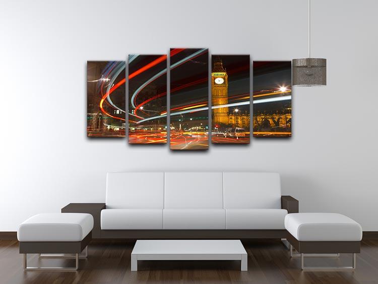 Traffic in night London 5 Split Panel Canvas  - Canvas Art Rocks - 3