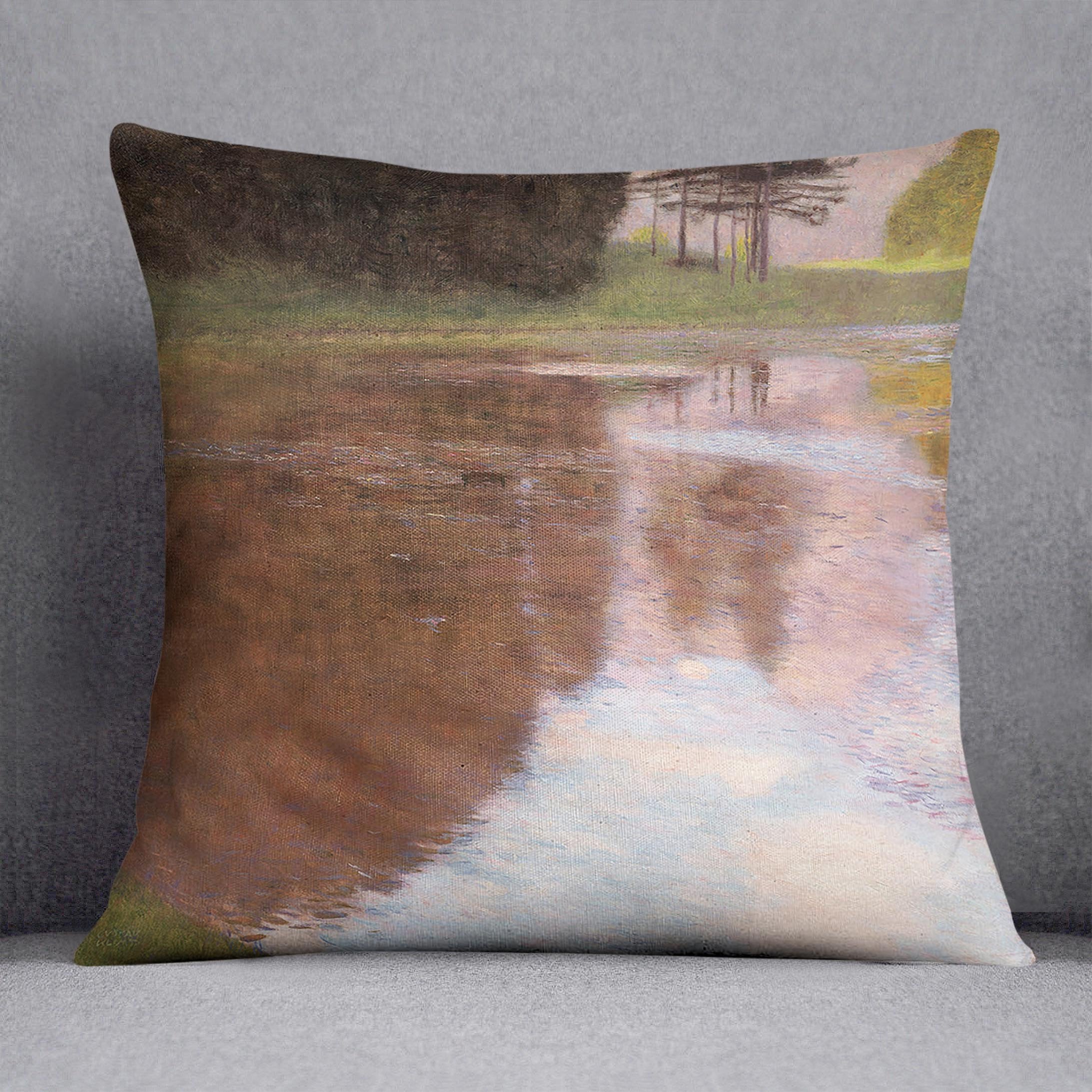 Tranquil Pond near Salzburg by Klimt Throw Pillow
