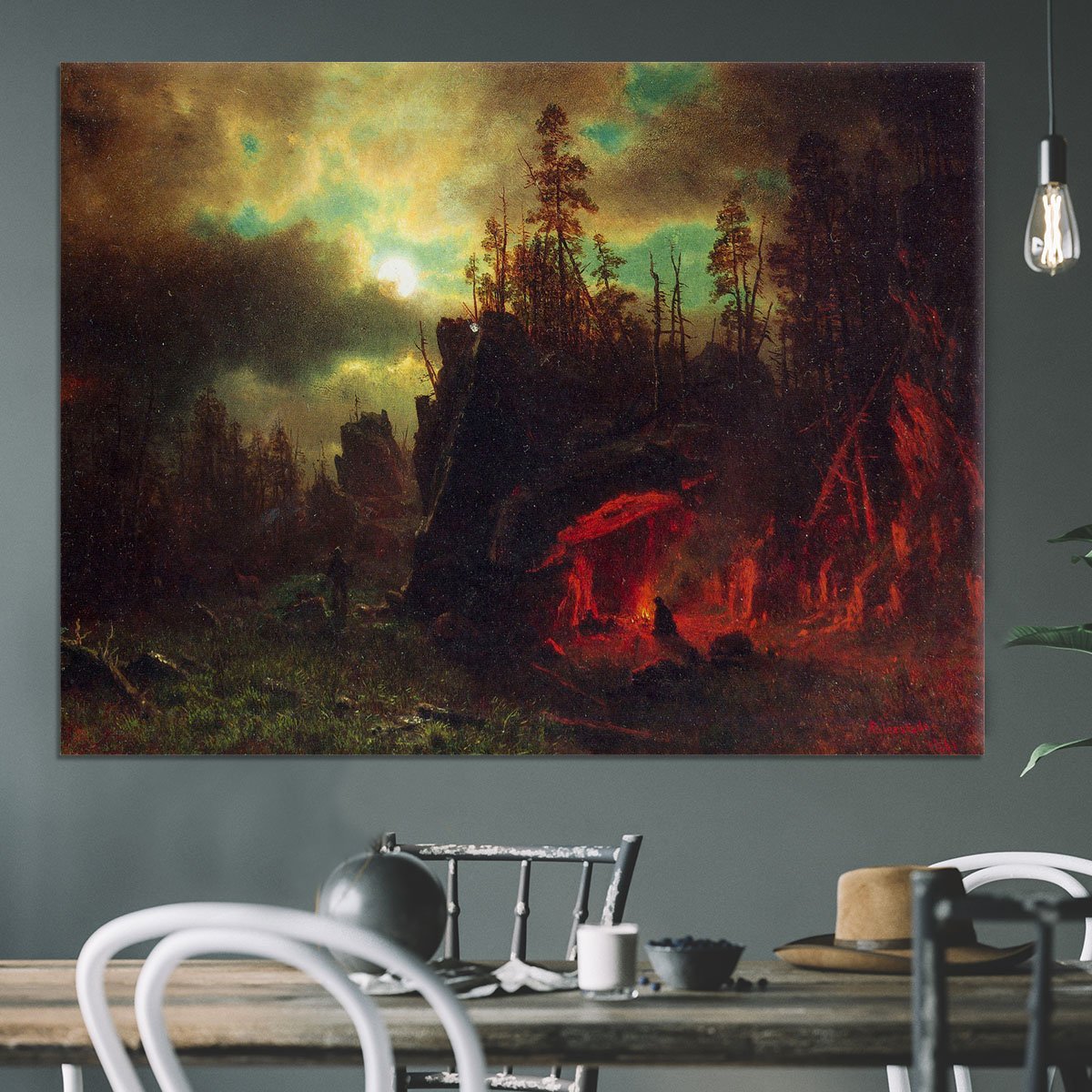 Trapper's camp by Bierstadt Canvas Print or Poster