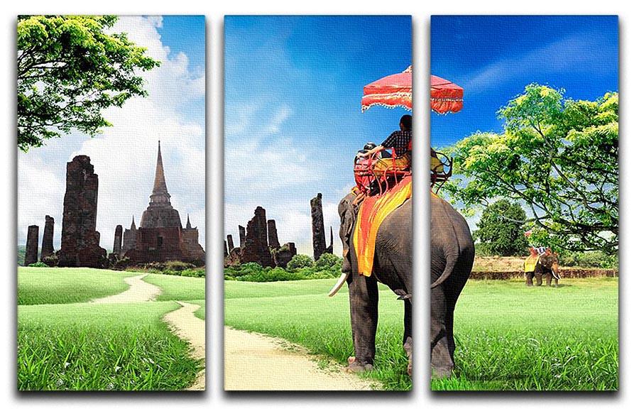 Travel concept tourists on an elephant 3 Split Panel Canvas Print - Canvas Art Rocks - 1