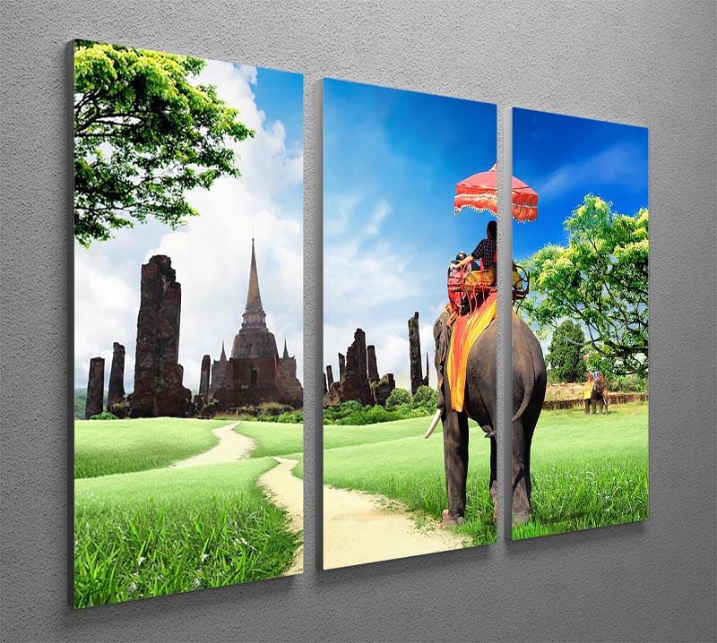 Travel concept tourists on an elephant 3 Split Panel Canvas Print - Canvas Art Rocks - 2
