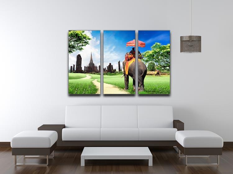 Travel concept tourists on an elephant 3 Split Panel Canvas Print - Canvas Art Rocks - 3