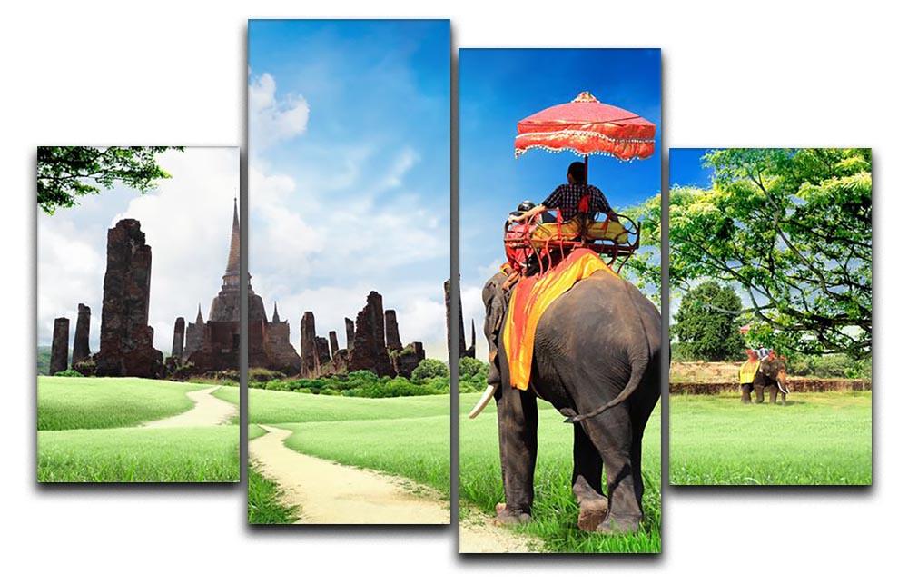 Travel concept tourists on an elephant 4 Split Panel Canvas - Canvas Art Rocks - 1