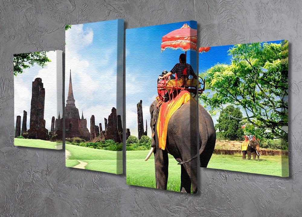 Travel concept tourists on an elephant 4 Split Panel Canvas - Canvas Art Rocks - 2
