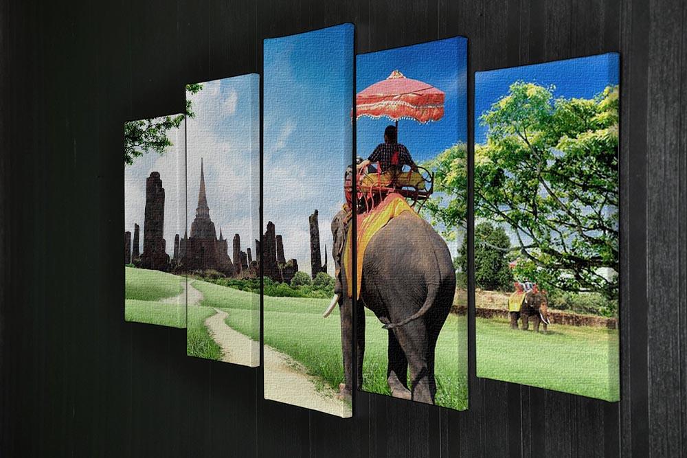 Travel concept tourists on an elephant 5 Split Panel Canvas - Canvas Art Rocks - 2