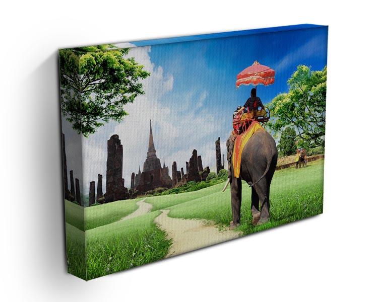 Travel concept tourists on an elephant Canvas Print or Poster - Canvas Art Rocks - 3