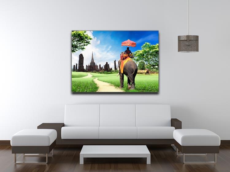 Travel concept tourists on an elephant Canvas Print or Poster - Canvas Art Rocks - 4