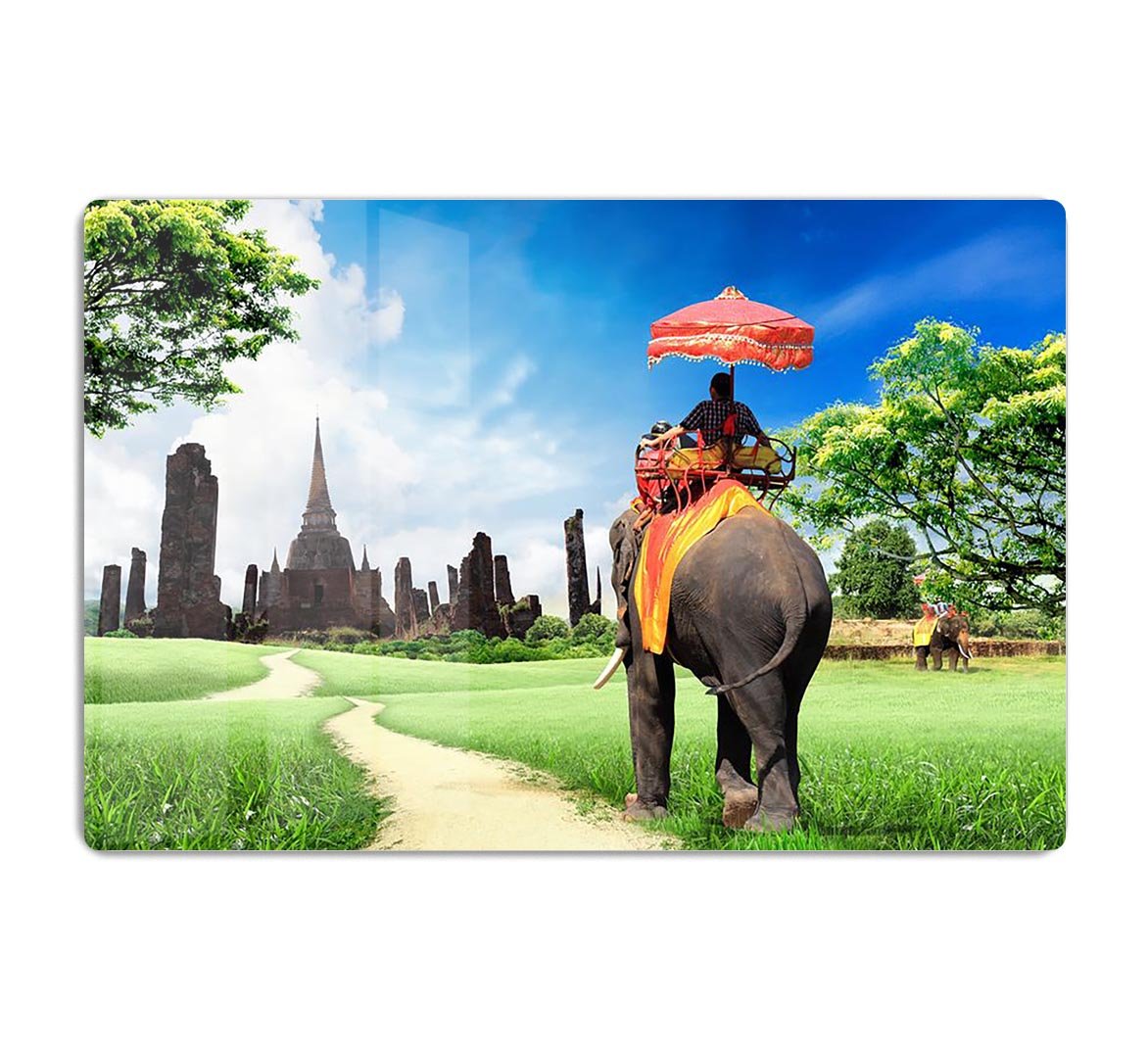 Travel concept tourists on an elephant HD Metal Print - Canvas Art Rocks - 1