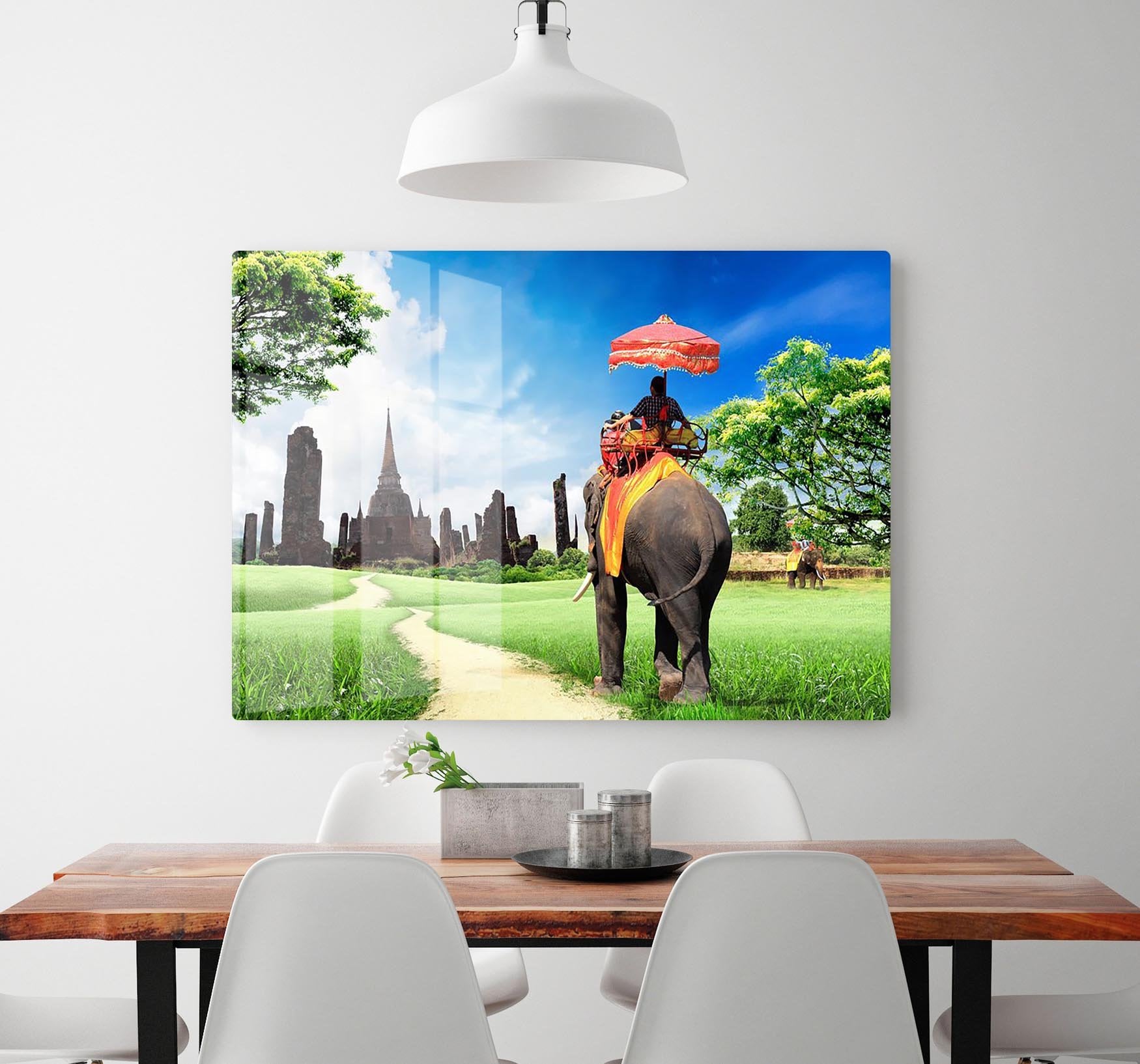 Travel concept tourists on an elephant HD Metal Print - Canvas Art Rocks - 2