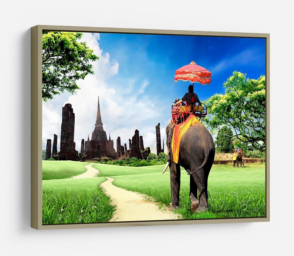 Travel concept tourists on an elephant HD Metal Print - Canvas Art Rocks - 8