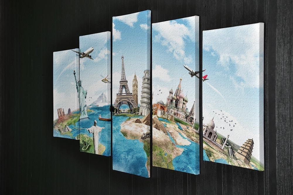 Travel the world 5 Split Panel Canvas  - Canvas Art Rocks - 2
