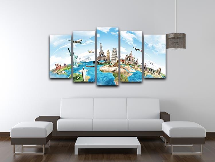 Travel the world 5 Split Panel Canvas  - Canvas Art Rocks - 3