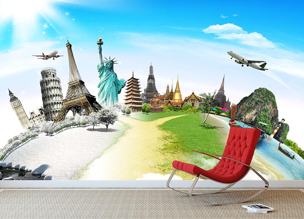 Travel the world monument Wall Mural Wallpaper - Canvas Art Rocks - 2
