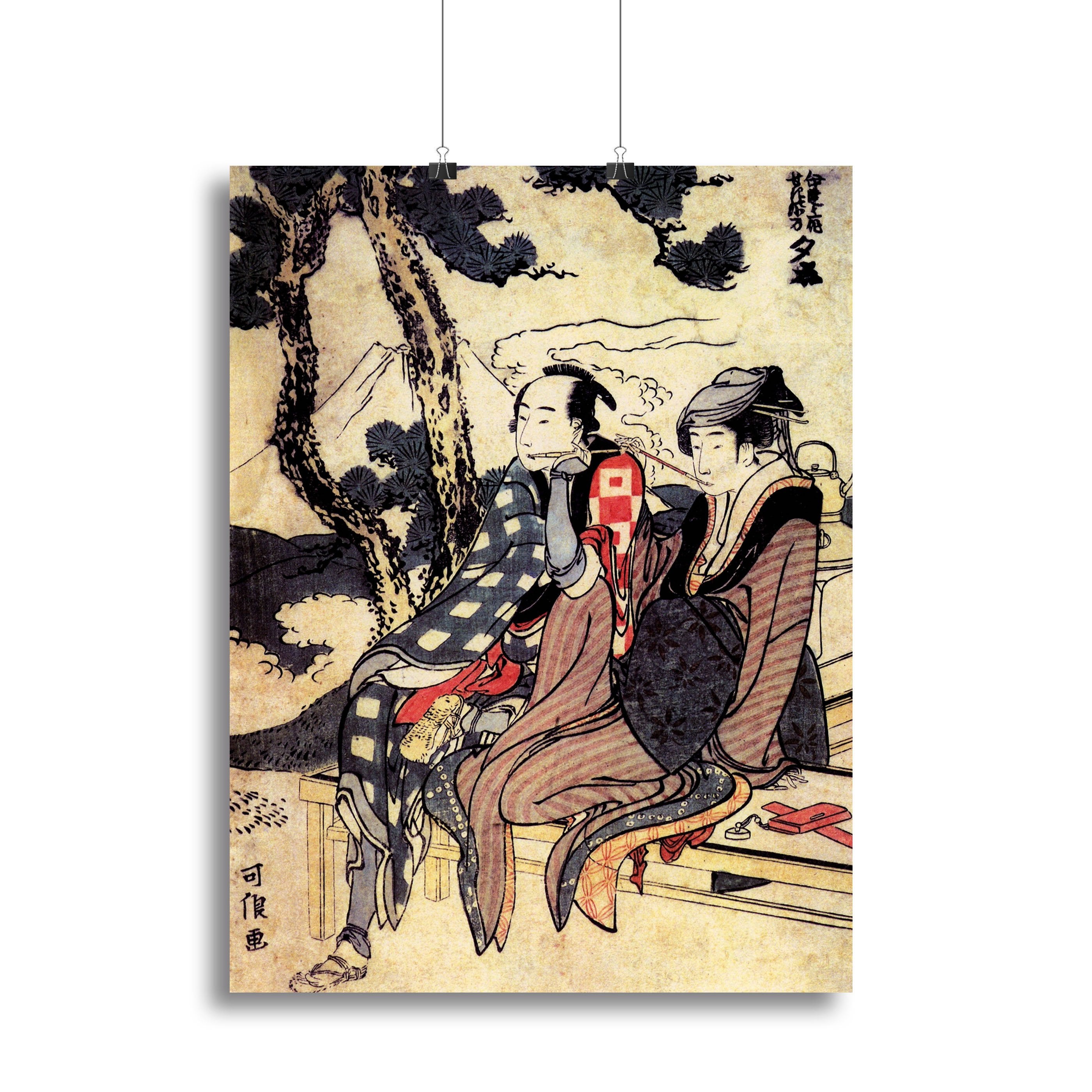 Traveling couple by Hokusai Canvas Print or Poster