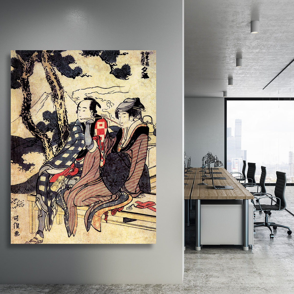 Traveling couple by Hokusai Canvas Print or Poster - Canvas Art Rocks - 3