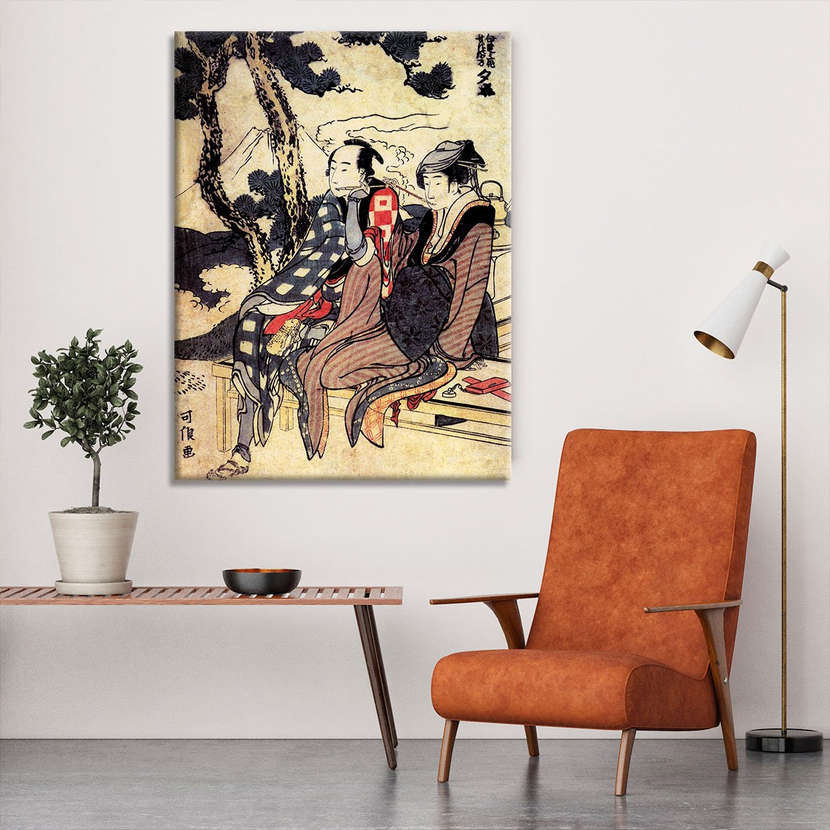 Traveling couple by Hokusai Canvas Print or Poster