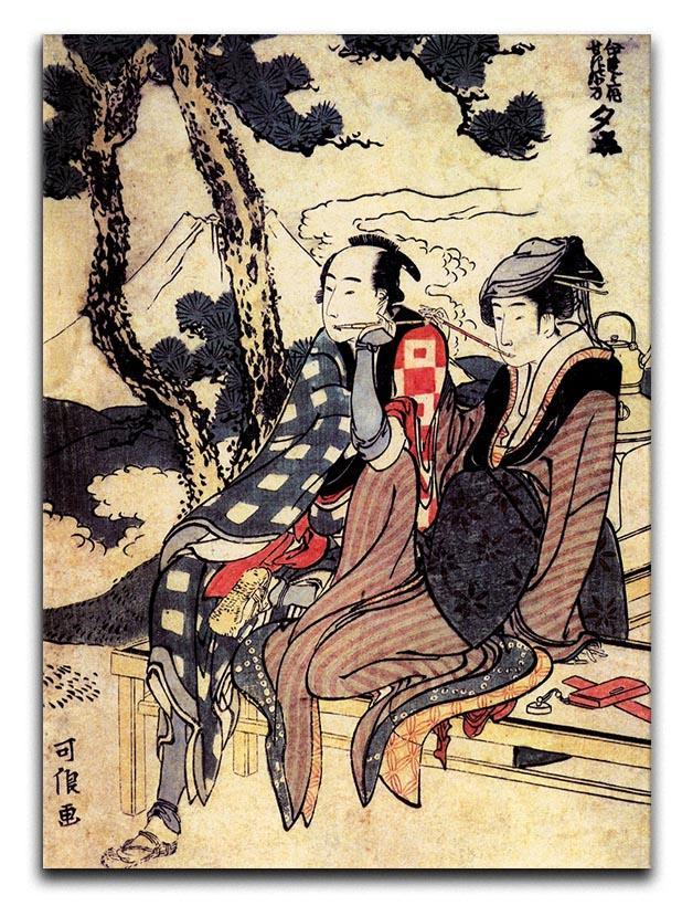Traveling couple by Hokusai Canvas Print or Poster  - Canvas Art Rocks - 1