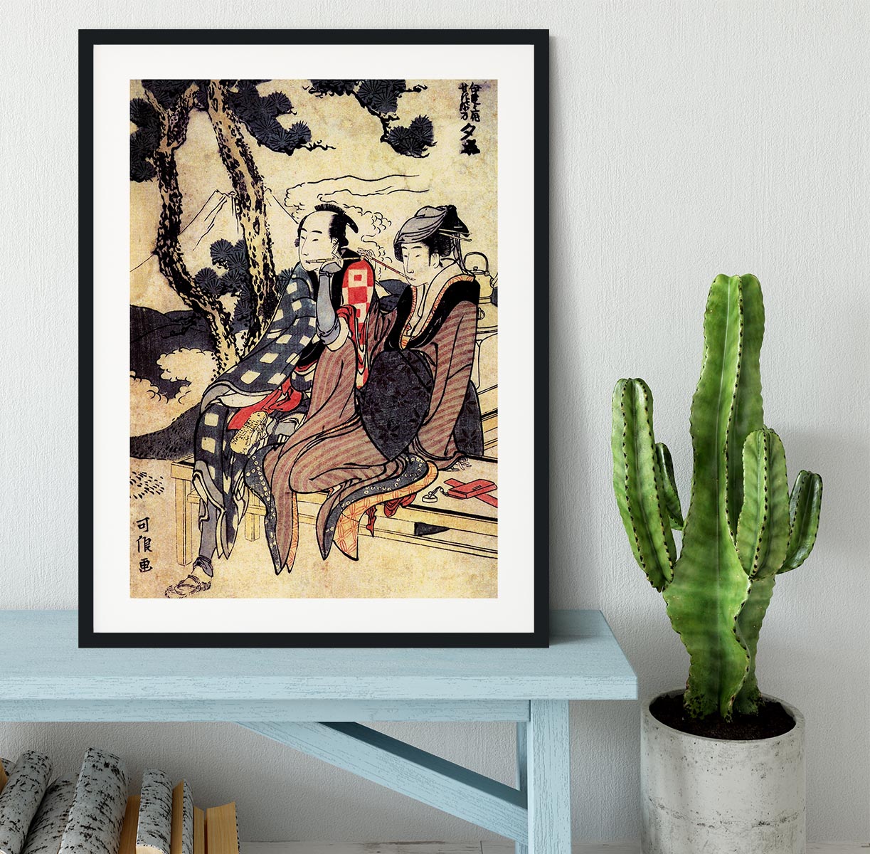Traveling couple by Hokusai Framed Print - Canvas Art Rocks - 1