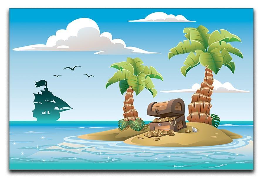 Treasure chest on the unhabited tropical island Canvas Print or Poster  - Canvas Art Rocks - 1