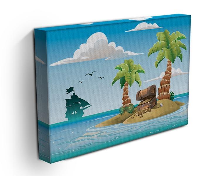 Treasure chest on the unhabited tropical island Canvas Print or Poster - Canvas Art Rocks - 3