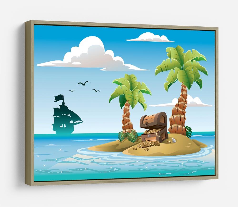 Treasure chest on the unhabited tropical island HD Metal Print
