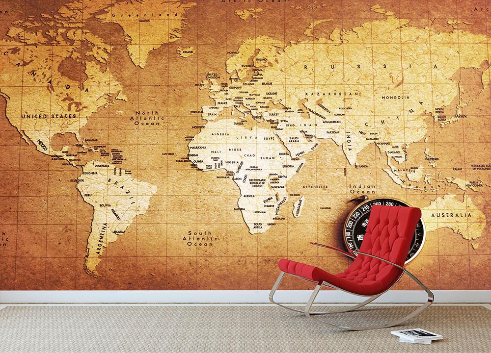 Treasure map background Wall Mural Wallpaper - Canvas Art Rocks - 2