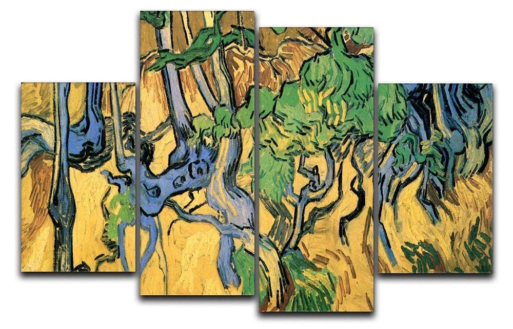 Tree Roots and Trunks by Van Gogh 4 Split Panel Canvas  - Canvas Art Rocks - 1