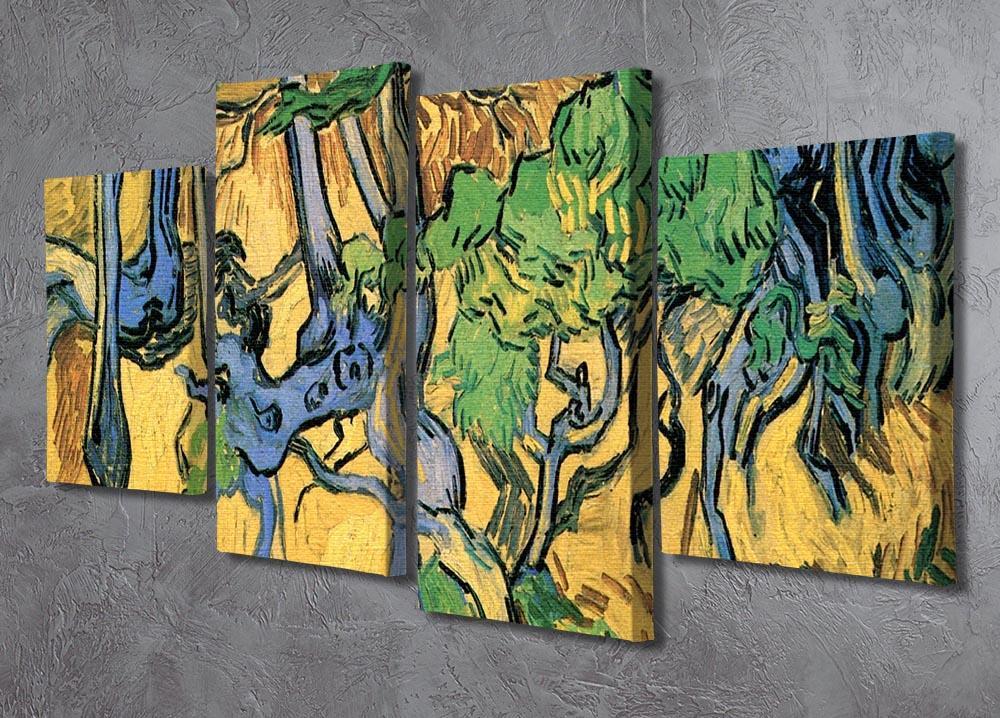Tree Roots and Trunks by Van Gogh 4 Split Panel Canvas - Canvas Art Rocks - 2