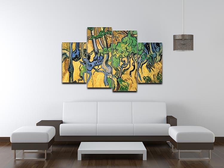 Tree Roots and Trunks by Van Gogh 4 Split Panel Canvas - Canvas Art Rocks - 3