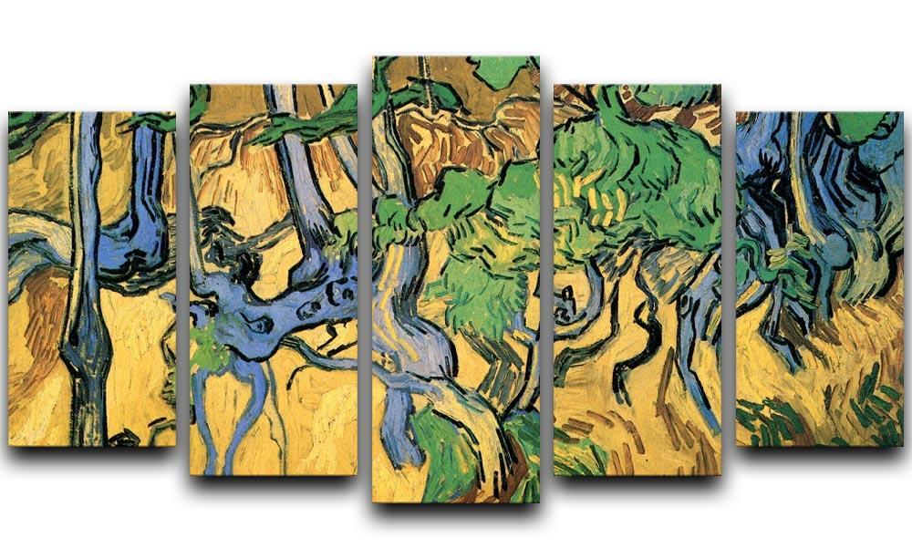 Tree Roots and Trunks by Van Gogh 5 Split Panel Canvas  - Canvas Art Rocks - 1