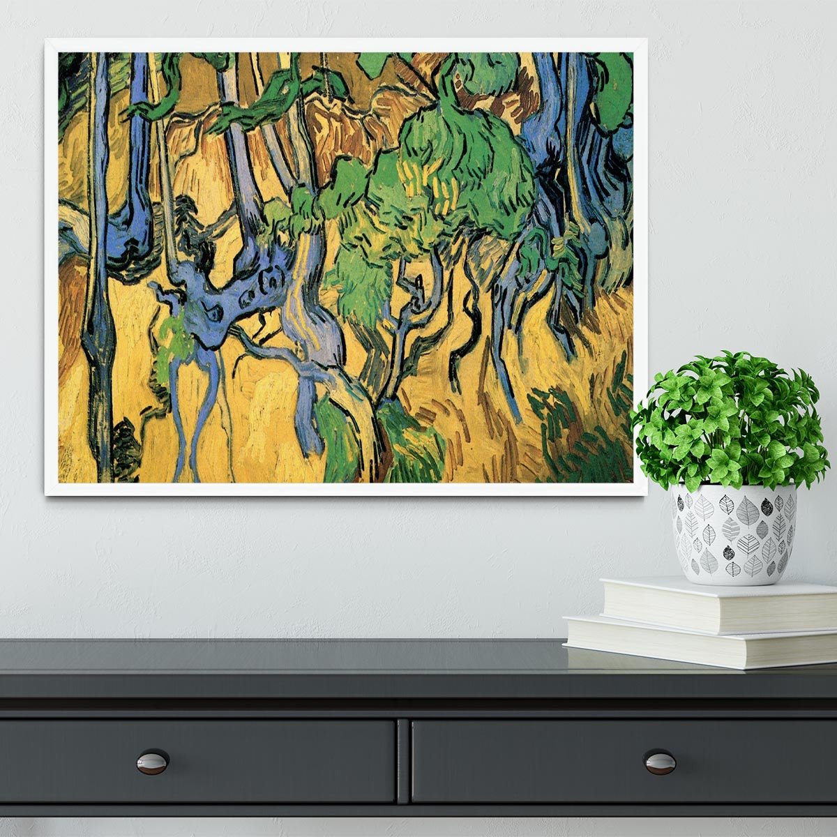 Tree Roots and Trunks by Van Gogh Framed Print - Canvas Art Rocks -6