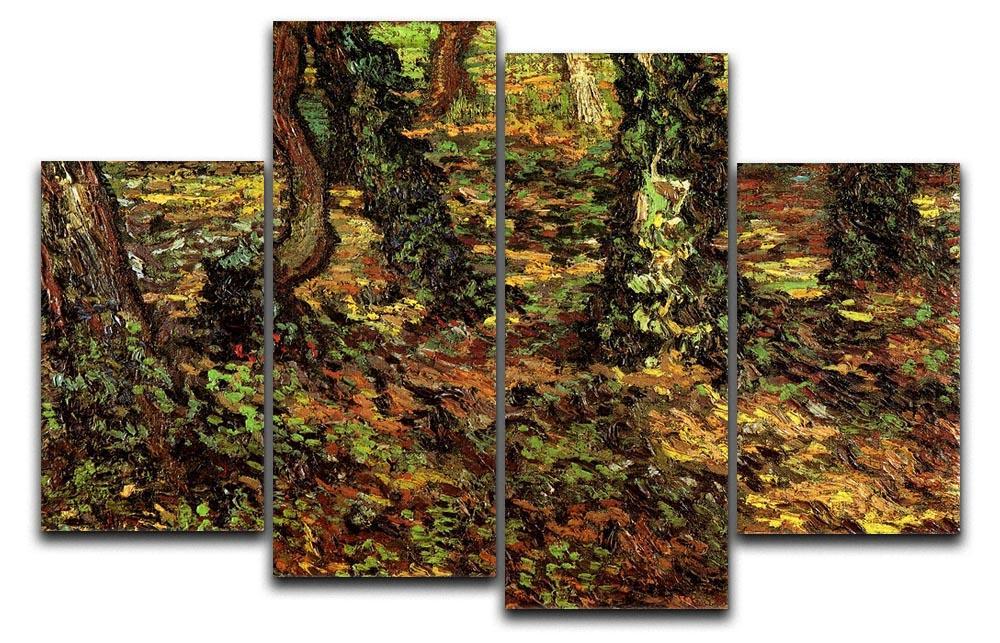 Tree Trunks with Ivy by Van Gogh 4 Split Panel Canvas  - Canvas Art Rocks - 1