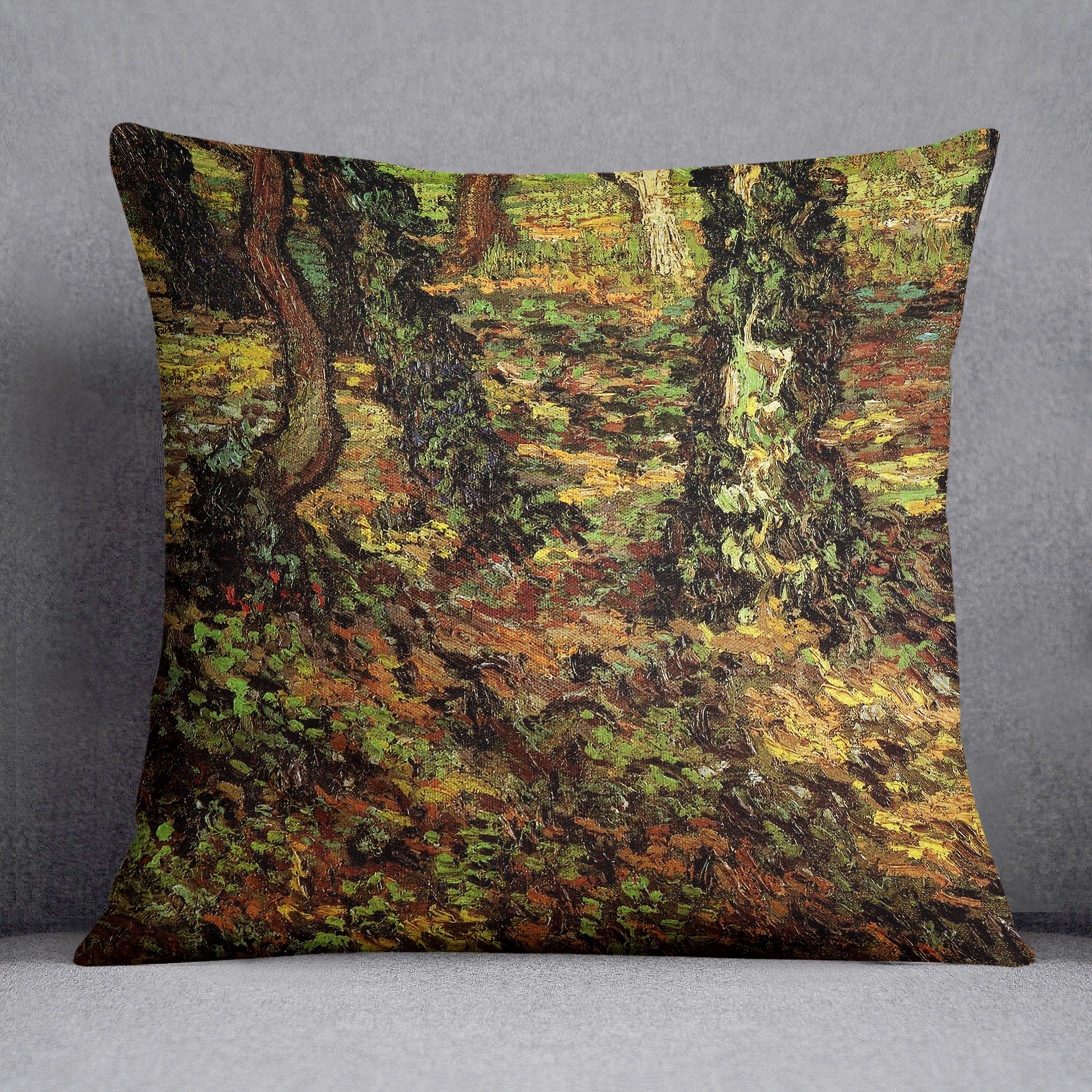Tree Trunks with Ivy by Van Gogh Throw Pillow