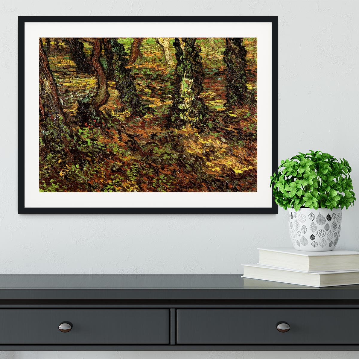 Tree Trunks with Ivy by Van Gogh Framed Print - Canvas Art Rocks - 1