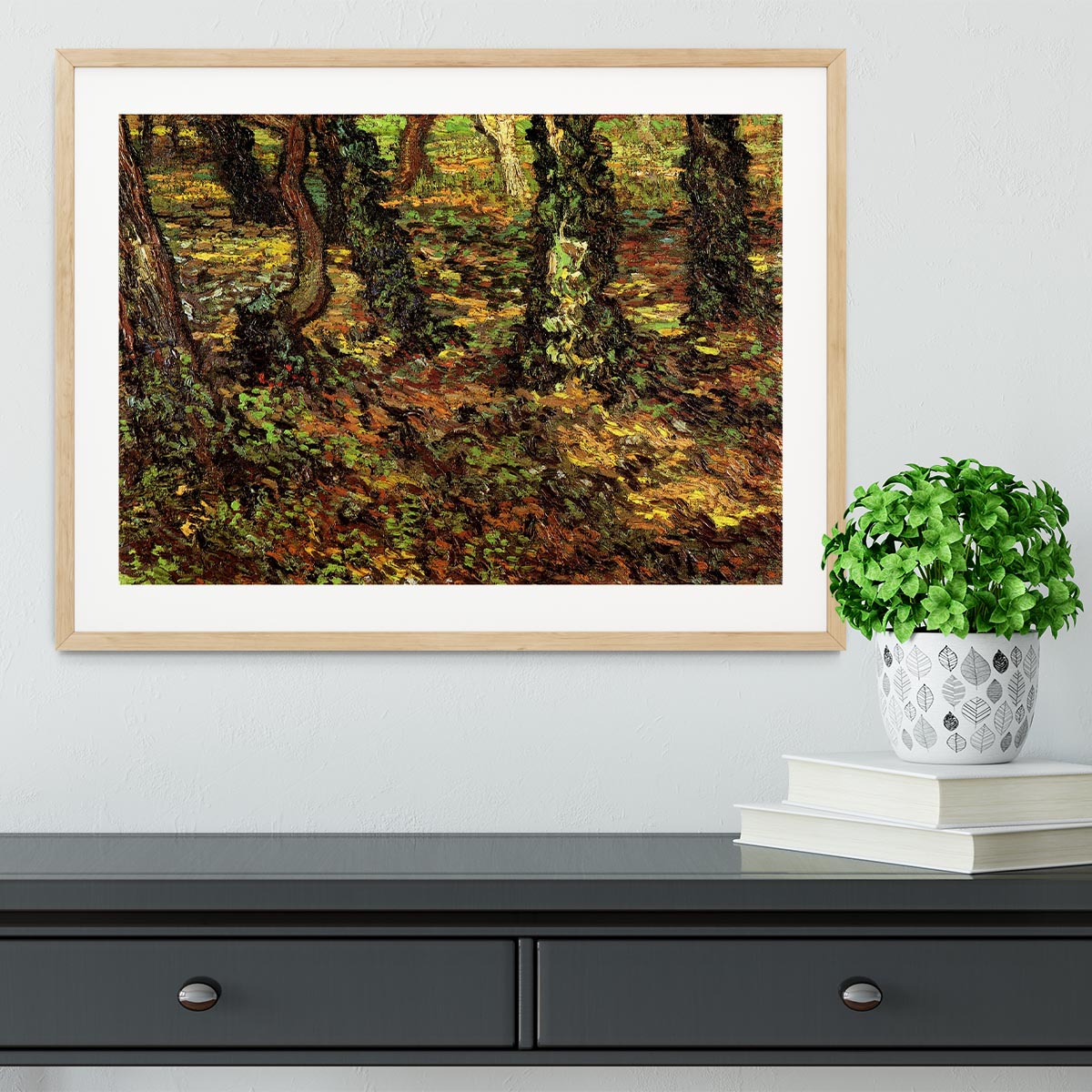 Tree Trunks with Ivy by Van Gogh Framed Print - Canvas Art Rocks - 3