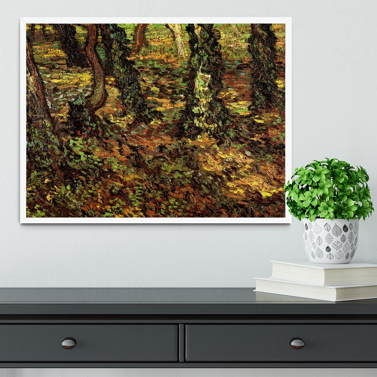 Tree Trunks with Ivy by Van Gogh Framed Print - Canvas Art Rocks -6