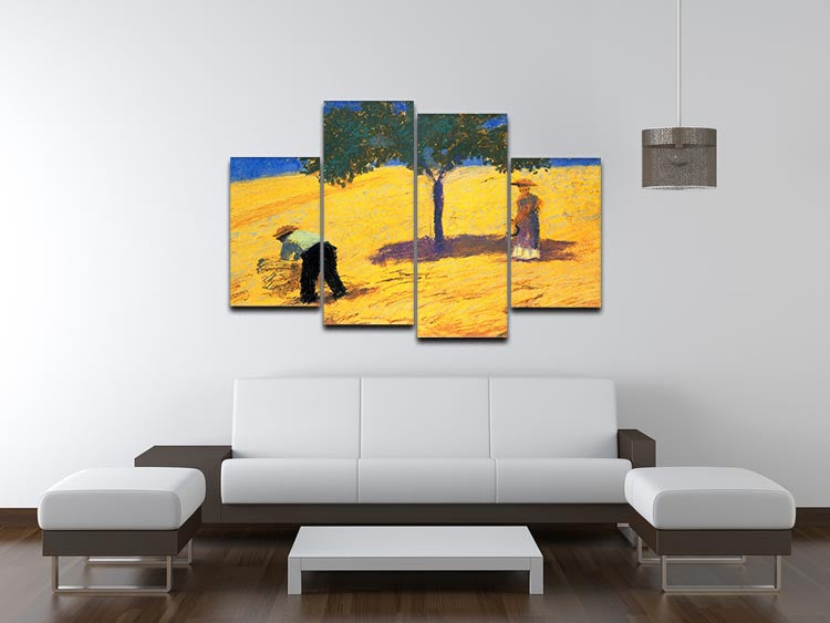 Tree in Cornfeld by Macke 4 Split Panel Canvas - Canvas Art Rocks - 3