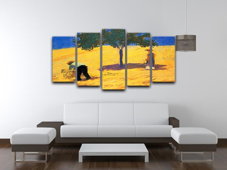 Tree in Cornfeld by Macke 5 Split Panel Canvas - Canvas Art Rocks - 3