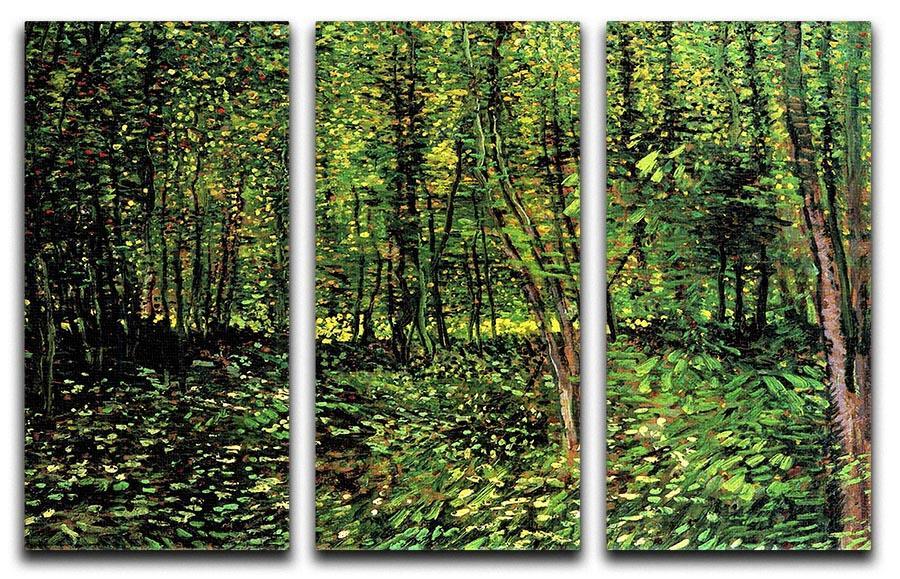 Trees and Undergrowth 2 by Van Gogh 3 Split Panel Canvas Print - Canvas Art Rocks - 4