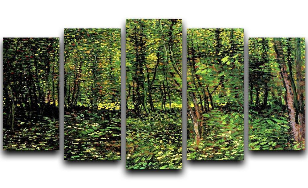 Trees and Undergrowth 2 by Van Gogh 5 Split Panel Canvas  - Canvas Art Rocks - 1